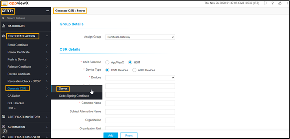 Generating Manual CSR for Server Certificate