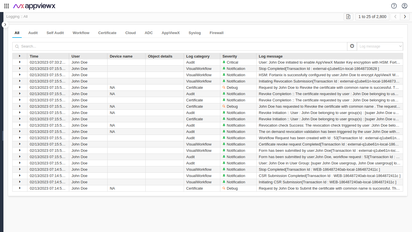 Viewing Audit Logs for Encryption Operations