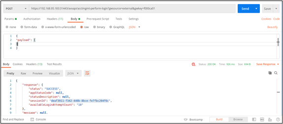Retrieve session ID using login API
