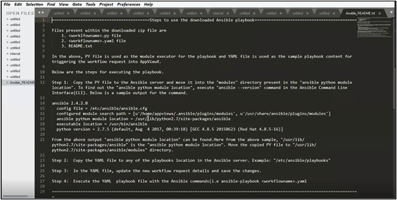 Ansible - Visual Workflow Northbound Integration