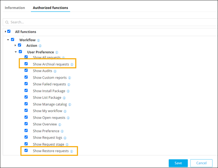 Configuring RBAC for Archive and Restore Requests