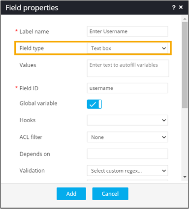 Field Type - Text Box