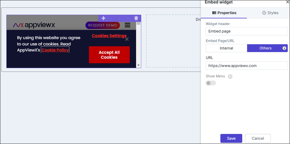 Embed page