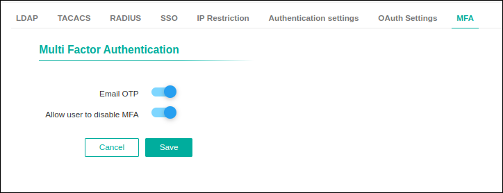 MFA Settings for User Profile