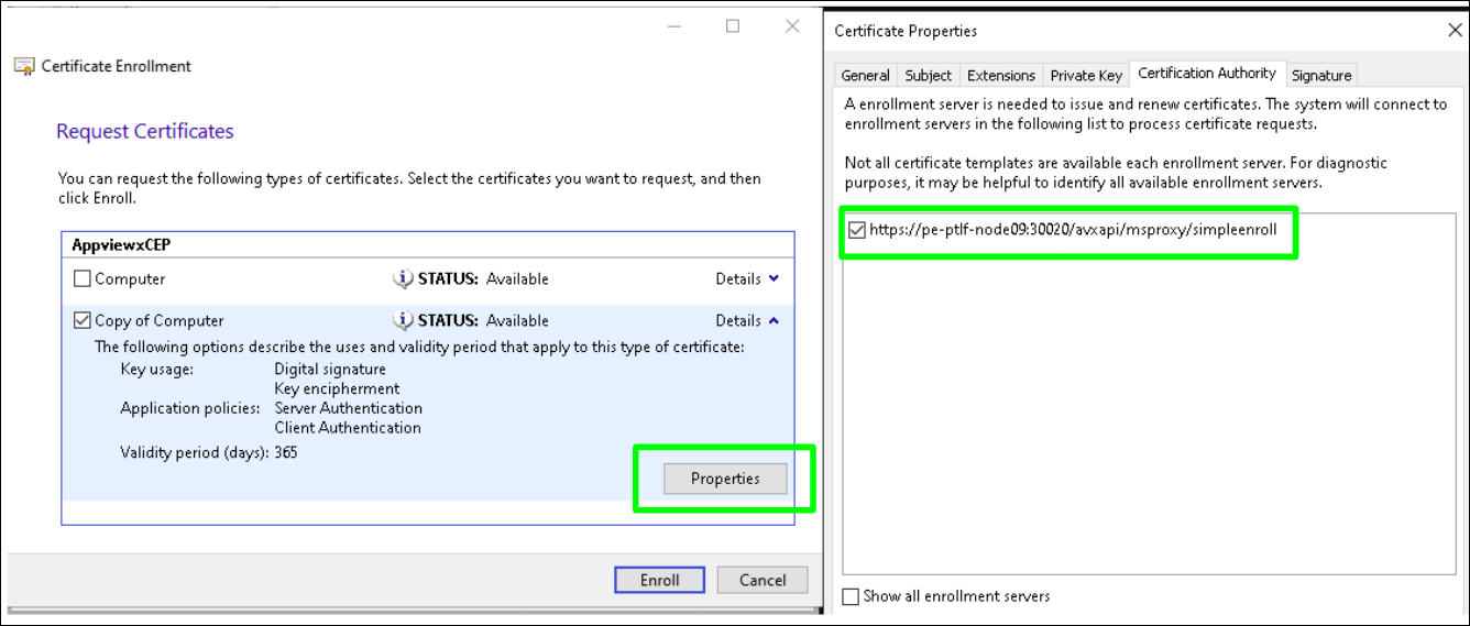 Certificate Enrollment Validation using AppViewX PKI