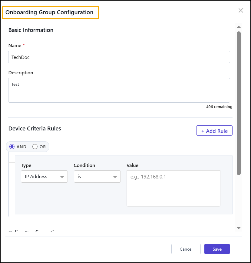 Configuring Onboarding Group
