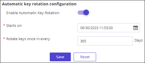 Key Rotating Key Rotation Settings